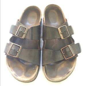 Birkenstock Arizona Leather, Dark Brown, Size 8
